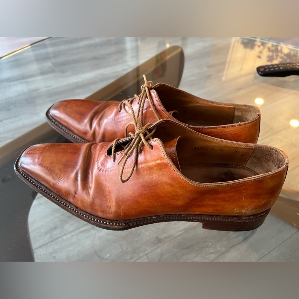Santoni Wholecut Mens Dress Shoes with Reverse Stitching